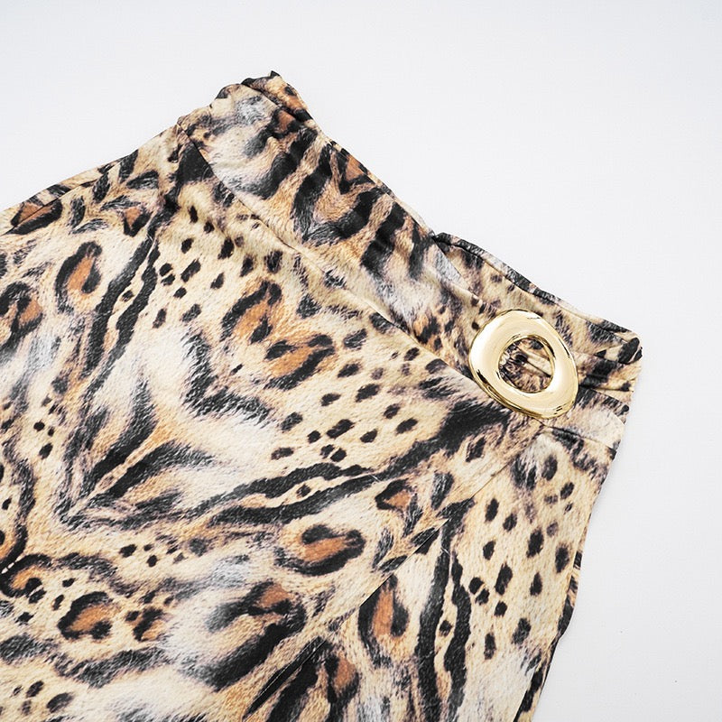 Leopard Printed Sexy Party Two Piece Set Halter Crop Top
Split Skirts Women 2026 Summer 2 Piece Outfits