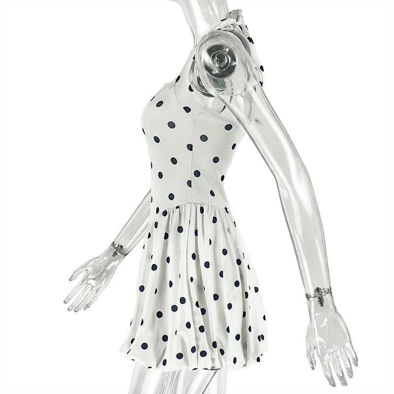 A-line dress with waist cinching and pleats