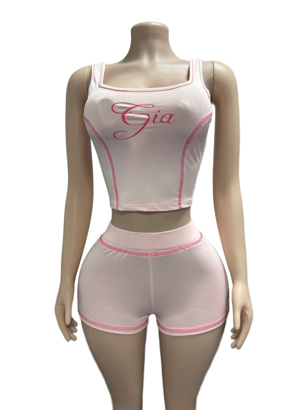 Black printed fitted round-neck tank top and short pants two-piece fashionable set for women