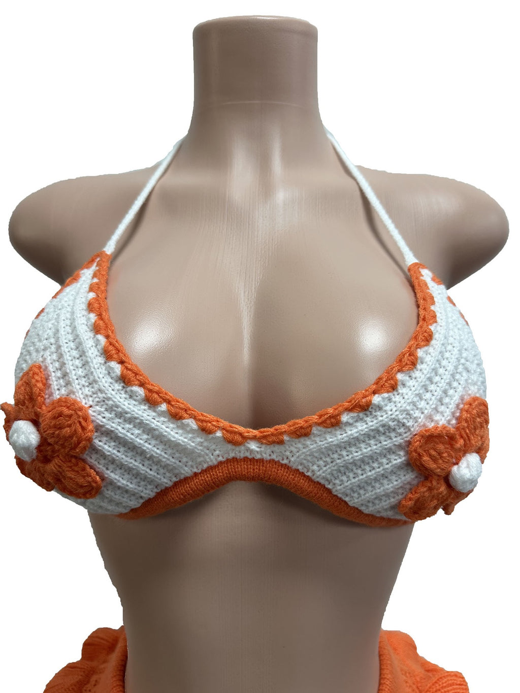 Women's Knitted Crochet 2 Piece Sets Sexy 3D Flower Decorate Bikini Tops and Ruffles Shorts Matching Beach
Vacation Outfits