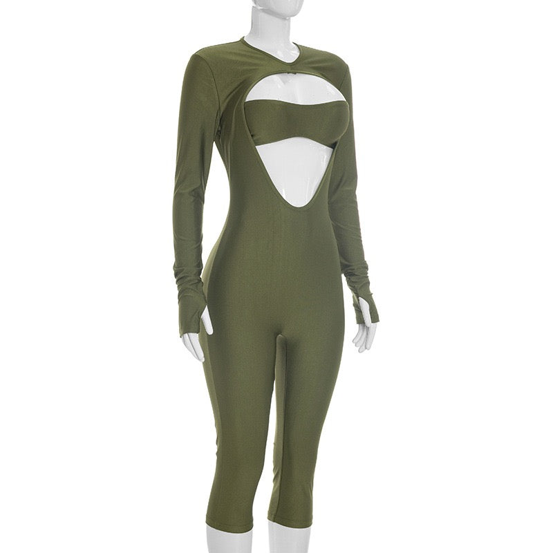 2026 Sexy O Neck Hollow Out Long Sleeve Jumpsuits Women's Night Club Playsuits