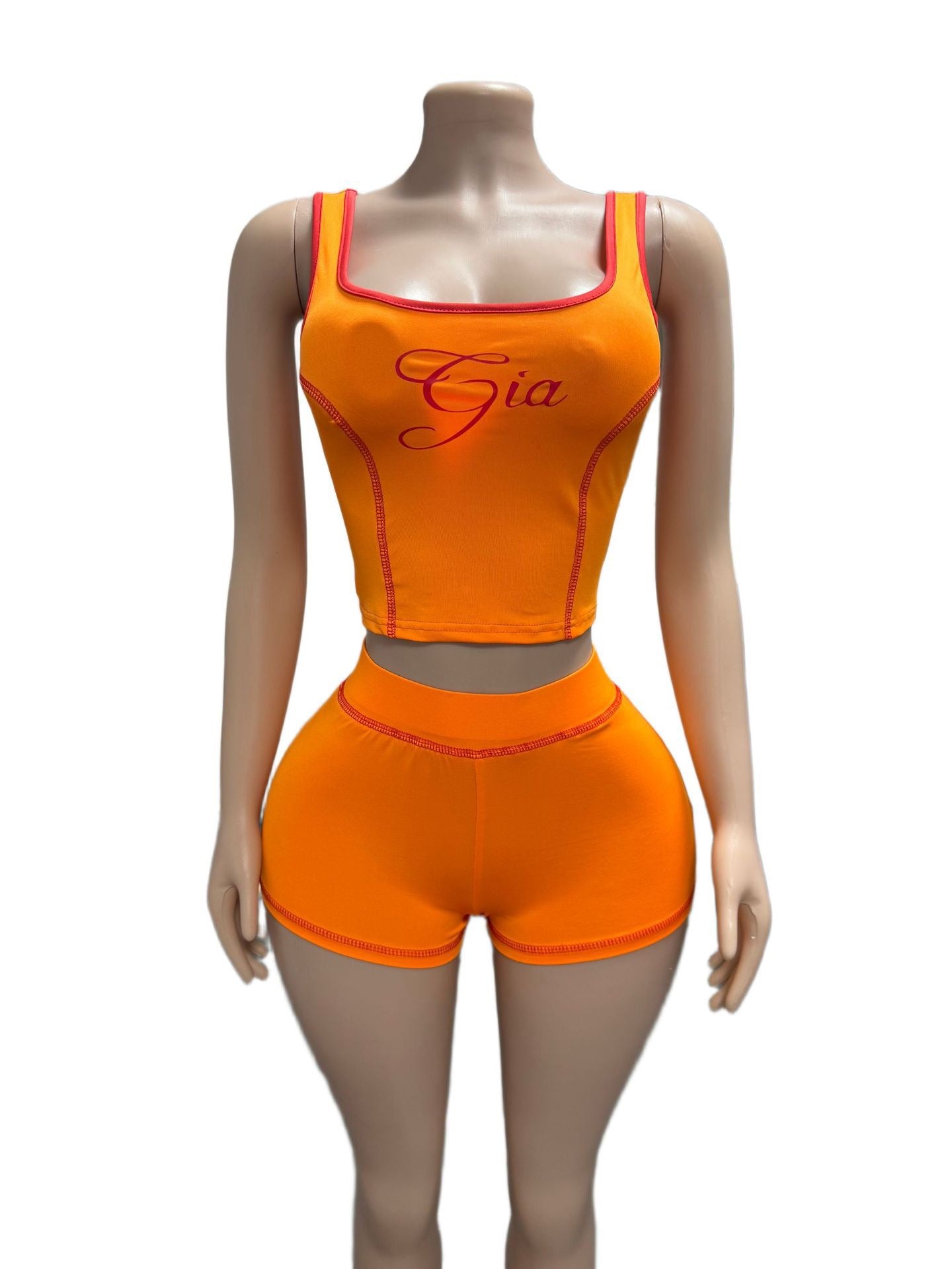 Black printed fitted round-neck tank top and short pants two-piece fashionable set for women