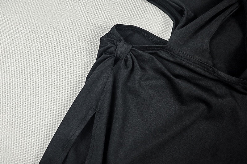 Stripped design, irregular-shaped skirt, high collar, sleeveless long new dress