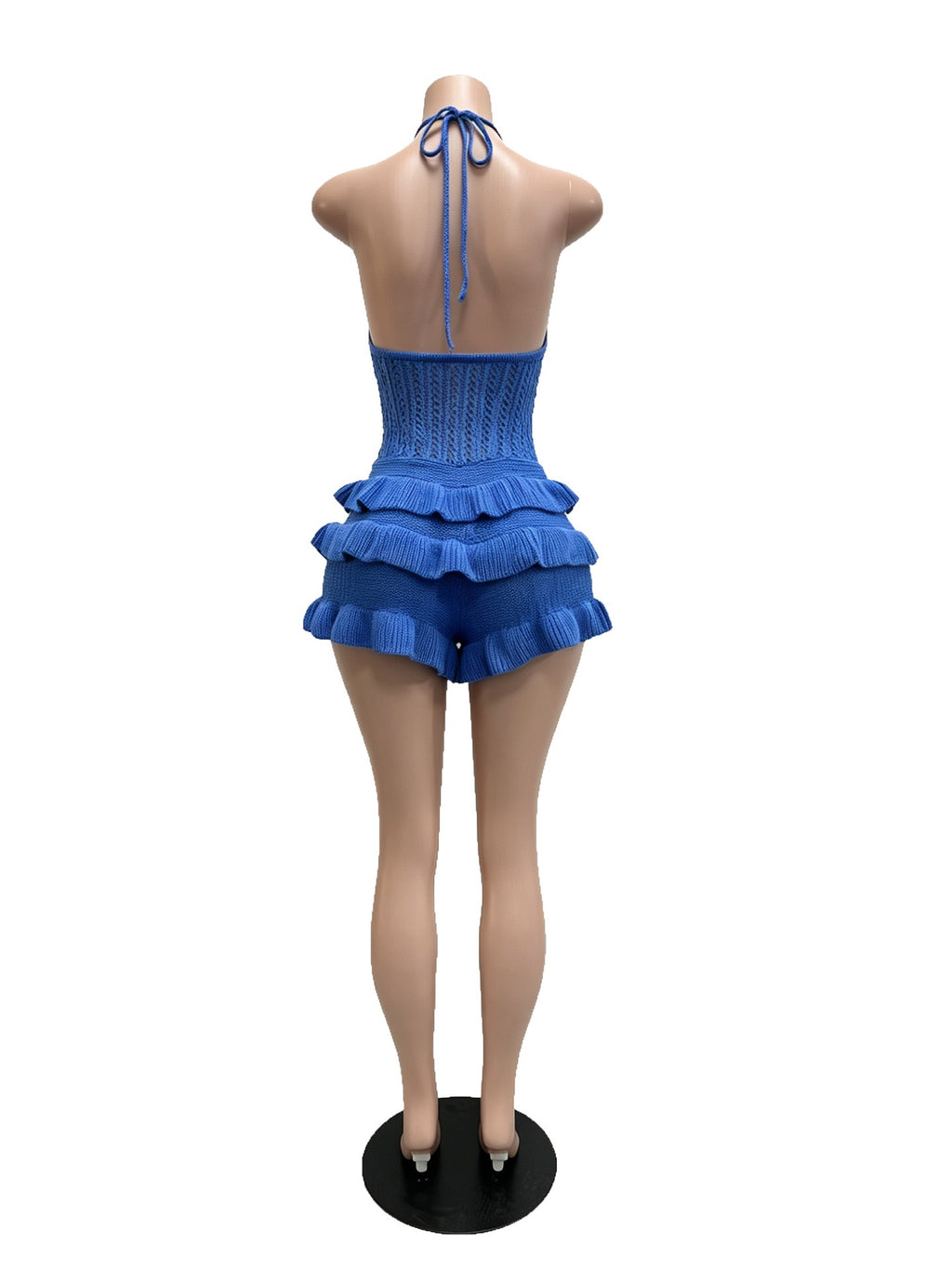Knitted Crochet Ruffle Halter Tie up Hollow Out Rompers Women Sexy Backless V-neck Sleeveless Skinny Beachwear
Playsuit