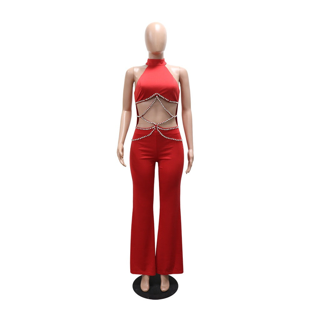 Women Rhinestone Sexy Cut Out Two Piece Pants Bandage Set 2026 Celebrity Fashion Women Stage Outfit