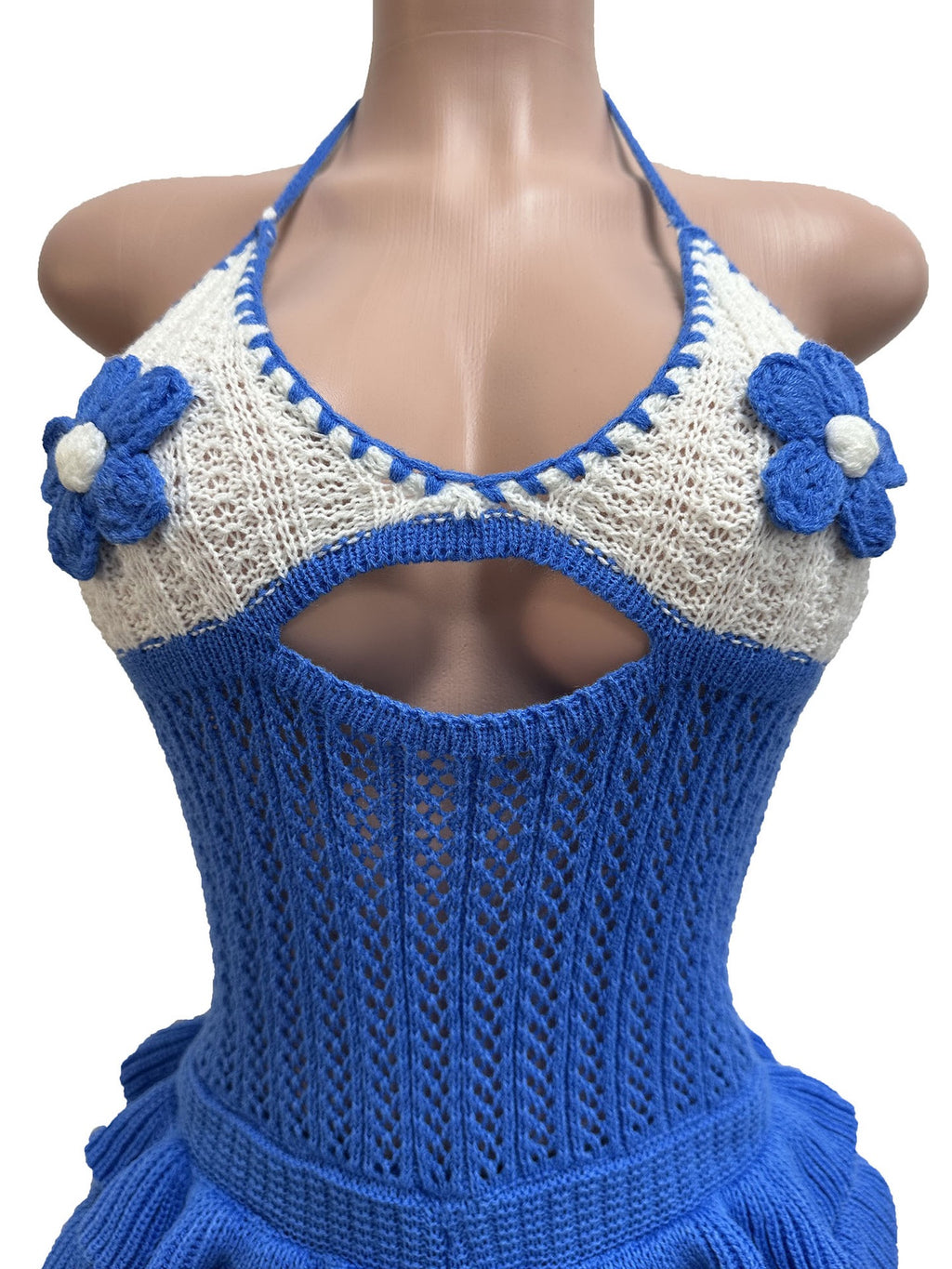 Knitted Crochet Ruffle Halter Tie up Hollow Out Rompers Women Sexy Backless V-neck Sleeveless Skinny Beachwear
Playsuit