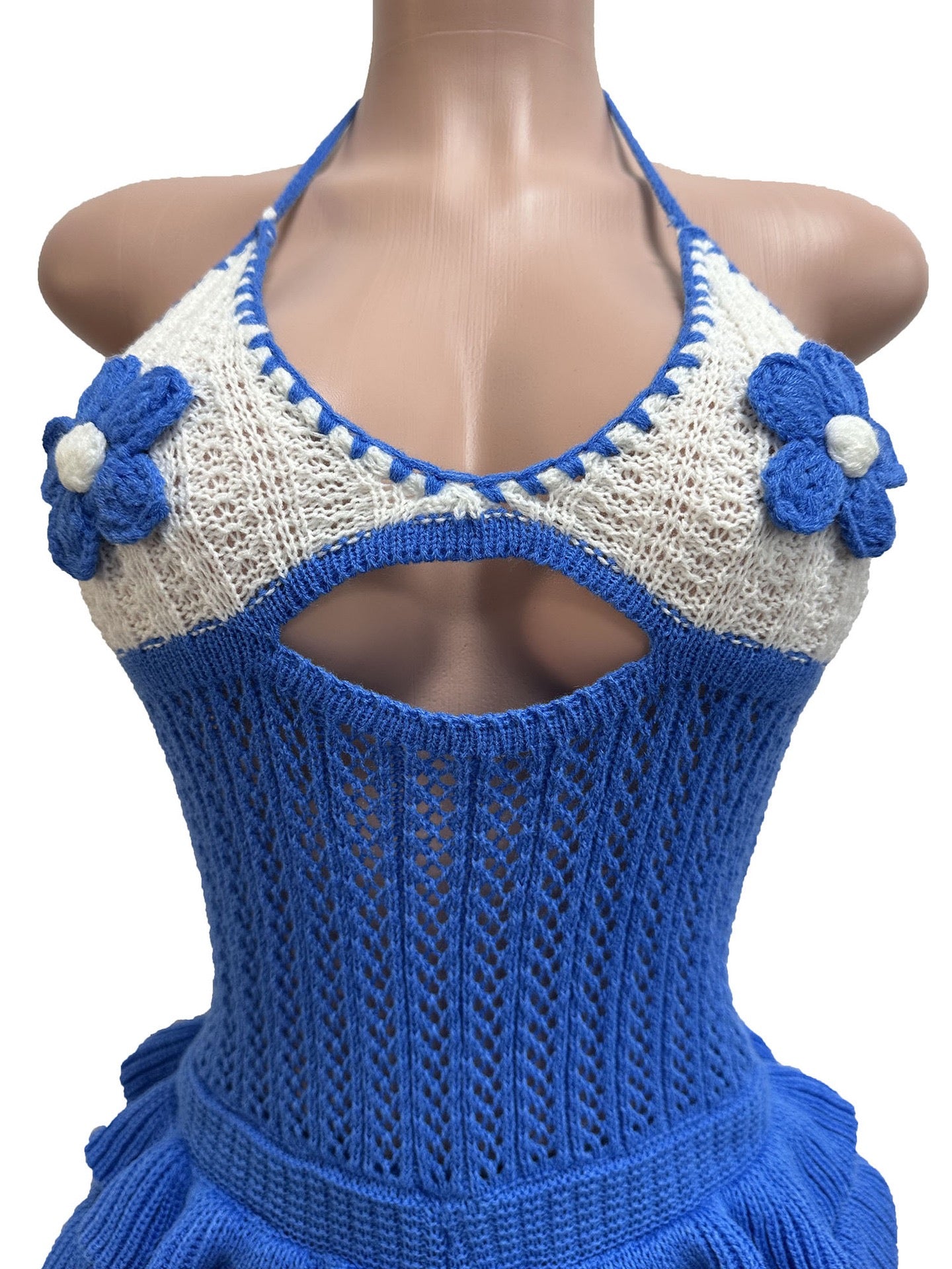 Knitted Crochet Ruffle Halter Tie up Hollow Out Rompers Women Sexy Backless V-neck Sleeveless Skinny Beachwear
Playsuit