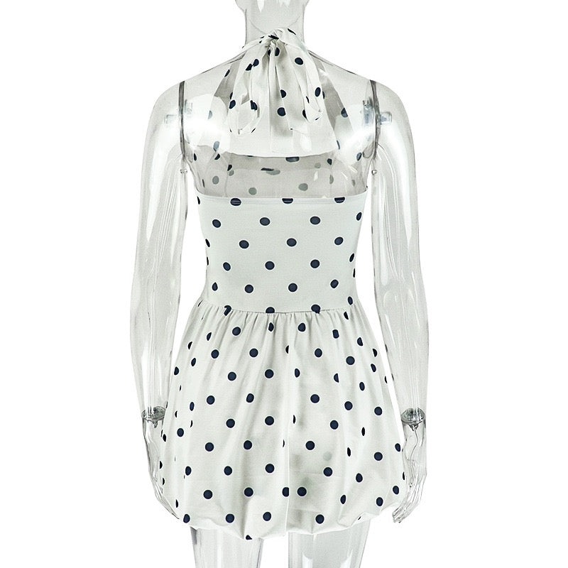 A-line dress with waist cinching and pleats