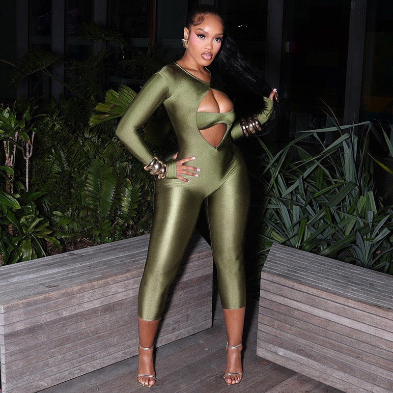 2026 Sexy O Neck Hollow Out Long Sleeve Jumpsuits Women's Night Club Playsuits