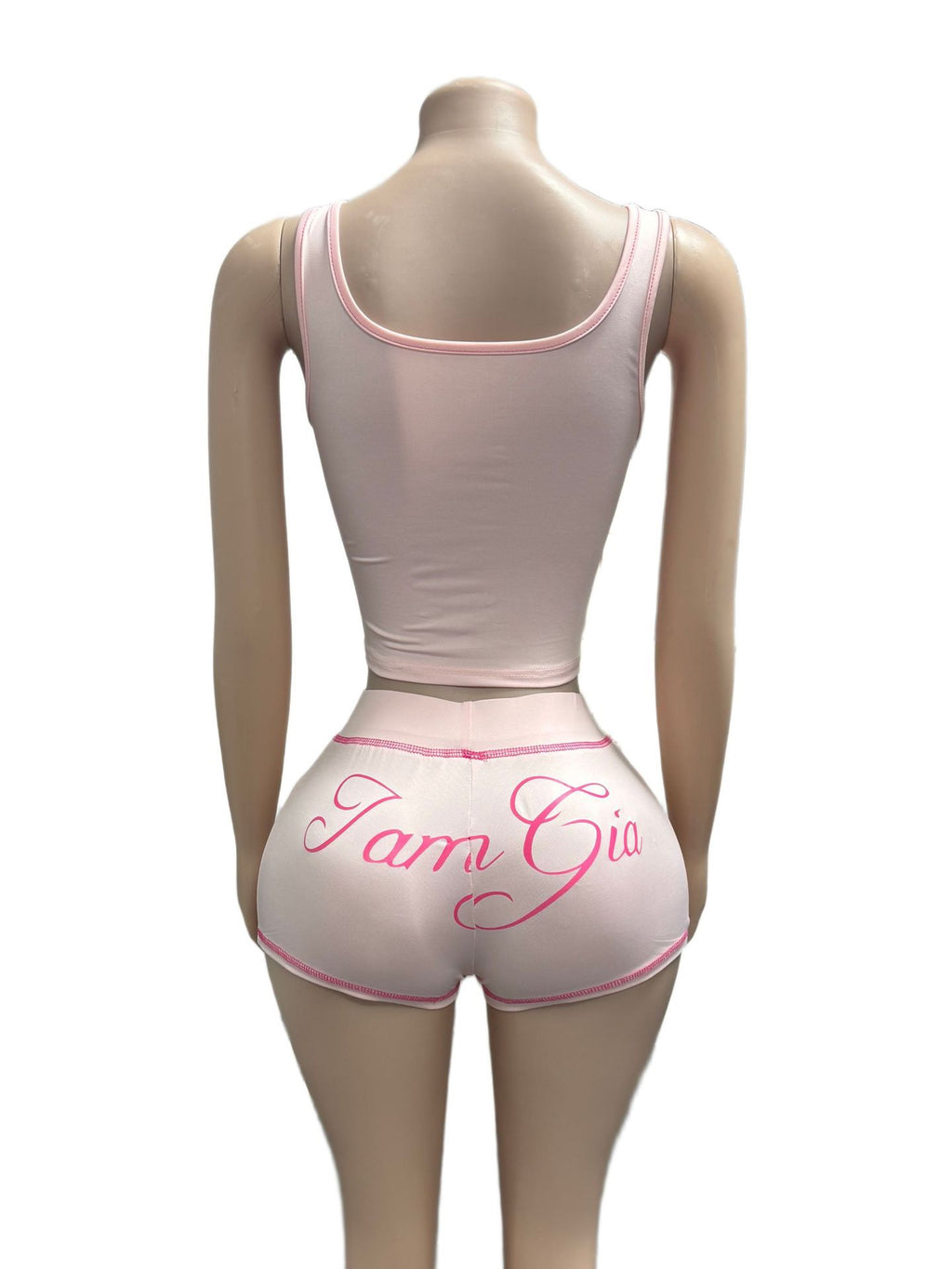 Black printed fitted round-neck tank top and short pants two-piece fashionable set for women