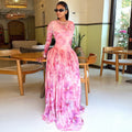 Color-matched pleated wrap-around slimming A-line skirt - suitable for outings and parties as a full-length dress