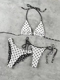 Sexy Micro Bikini 2026 Women Polka Dot Bikinis Three-piece Set Push up Brazilian Swimsuit Split Bathing Suit Lace up