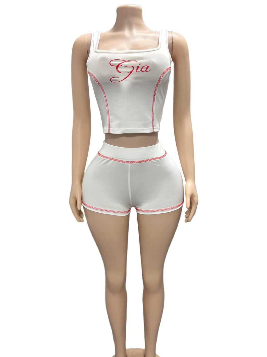 Black printed fitted round-neck tank top and short pants two-piece fashionable set for women
