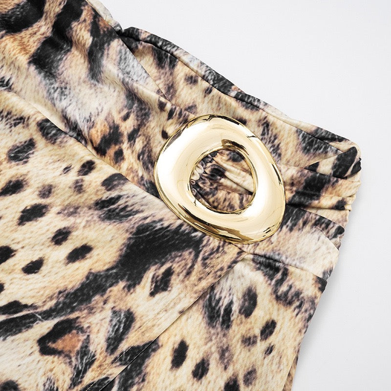 Leopard Printed Sexy Party Two Piece Set Halter Crop Top
Split Skirts Women 2026 Summer 2 Piece Outfits