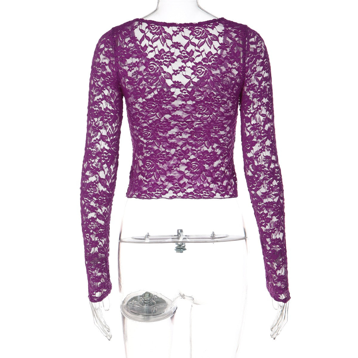 Sexy Deep V-neck Lace T-shirt 2026 Women Long Sleeve See-through Slim Tops Ladies Party Night Club T Shirts
