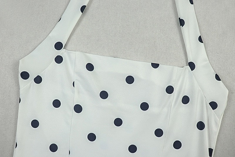 A-line dress with waist cinching and pleats