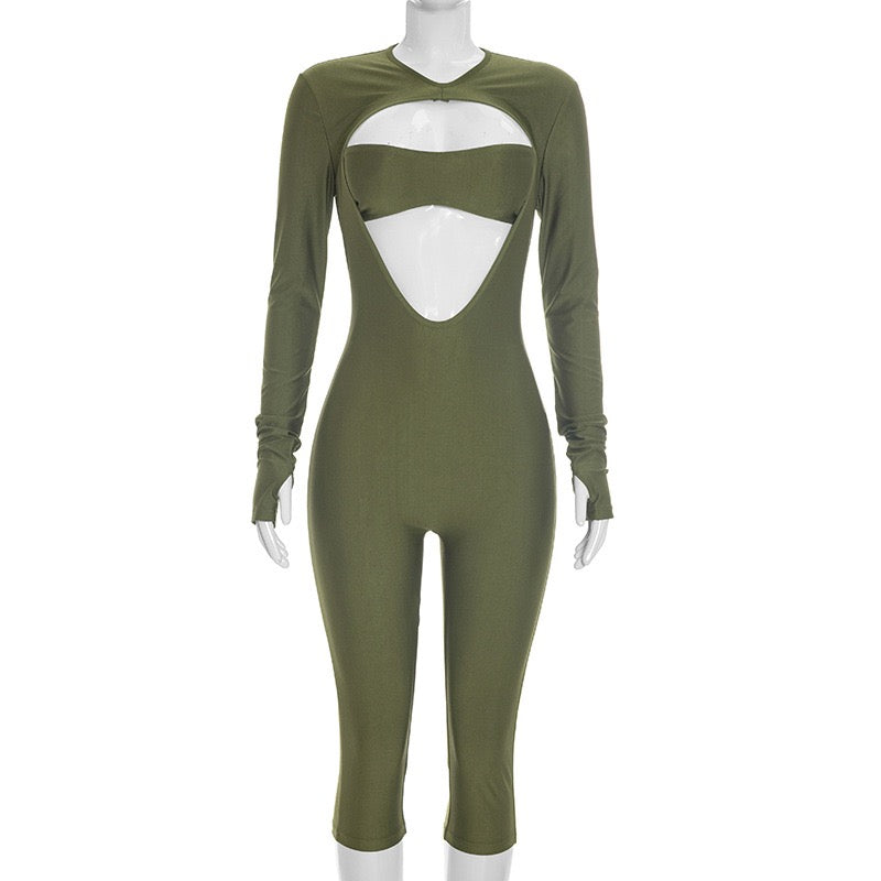 2026 Sexy O Neck Hollow Out Long Sleeve Jumpsuits Women's Night Club Playsuits