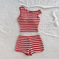 Striped Bikini Set Women Knitted One Shoulder Push up Tank Top High Waist Swimsuit 2026 Beach Bathing Suit