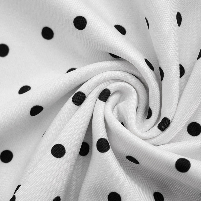 Polka Dots Two Piece Women Halter Sleeveless Top
Spilt Mini Skirt Set Lady Fashion Sexy Set
