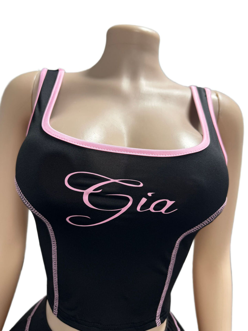 Black printed fitted round-neck tank top and short pants two-piece fashionable set for women