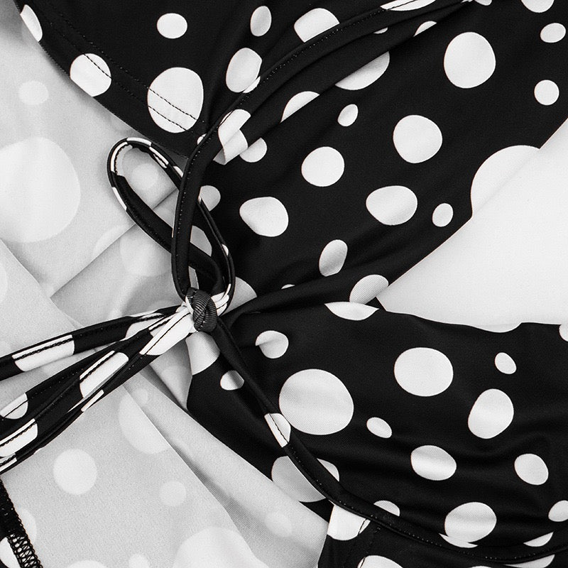 Woman Summer Trend Halter BacklessTops and Skinny Shorts Polka Dot Print 2 Piece Set