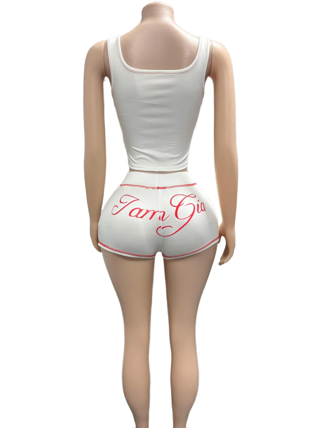 Black printed fitted round-neck tank top and short pants two-piece fashionable set for women