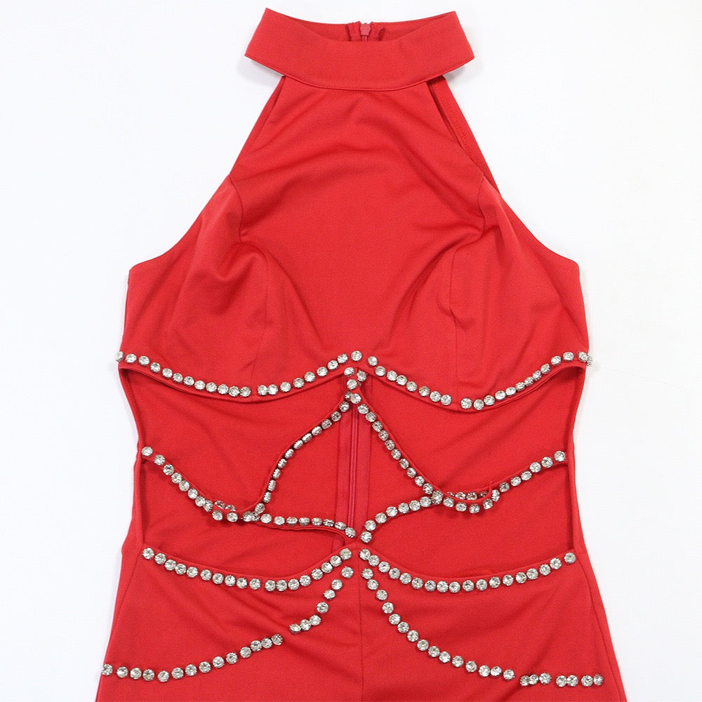 Women Rhinestone Sexy Cut Out Two Piece Pants Bandage Set 2026 Celebrity Fashion Women Stage Outfit
